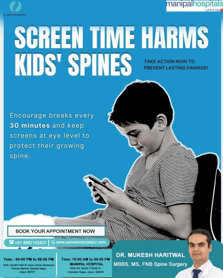 Screen time can harm your childs spine ⚠️Encourage breaks every 30 minutes maintain proper po 768x960